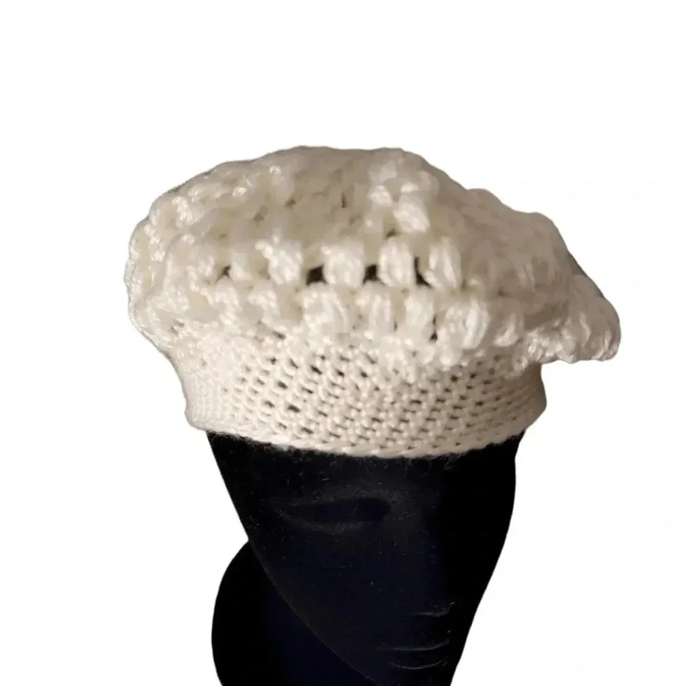 NEW Ivory Muse Handmade Crochet Beret for Women